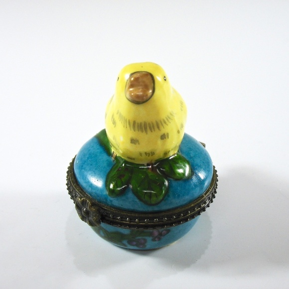 Vintage Enesco, Bird Ring Box, Figural, Ceramic, Yellow, Gift Idea, Collectible - Picture 5 of 10